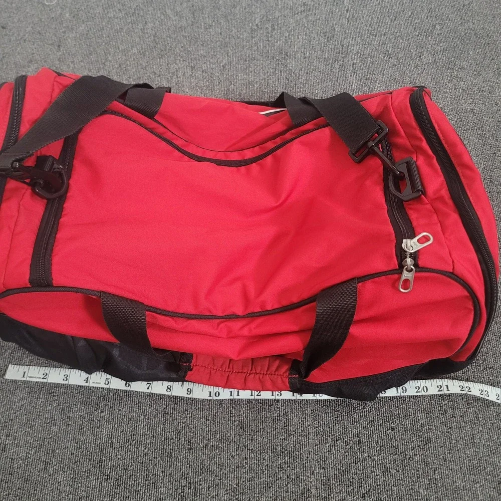 Nike Duffel Bag Unisex Red Black Swoosh Athletic Gym Travel Bag Fitness Helath